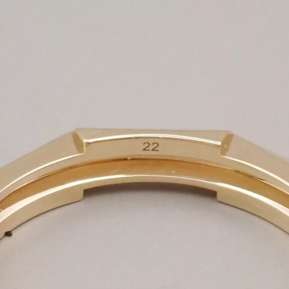 GUCCI Logo Link To Studded Ring Au750 (18K) Size 22 Yellow Gold Italy 25RK868 - Picture 5 of 13